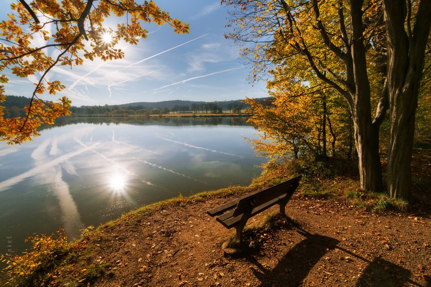 Podzimní ráno u rybníku Budkovan, Jedovnice