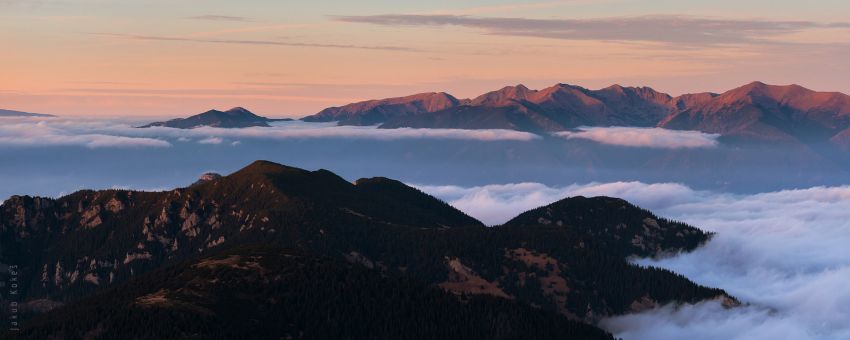 Hřeben Západních Tater z Krúpova sedla, Nízké Tatry